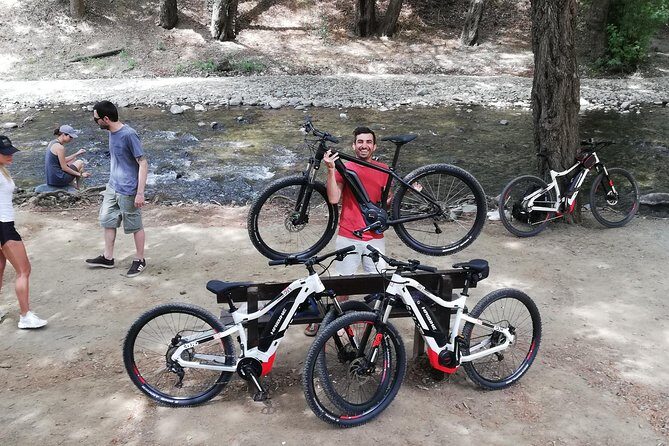 Explore Paphos forest with e-mountain bikes - Tzelefos Bridge start: instructions, gear briefing, and the medieval-photo moment